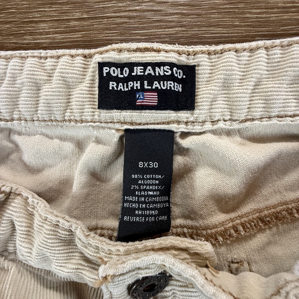 Polo Jeans Co Ralph Lauren Pants Women's 8x30 Beige Corduroy Stretch Classic - Picture 3 of 9